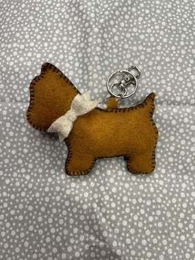Handmade Felt Scotty Terrier Dog Keychain with Bow